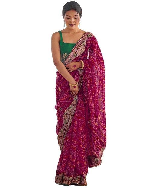 Vasthrlay Georgette Embroidery Unstitched Pink Saree