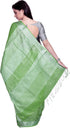 Vasthrlay Attractive Handloom Bhagalpuri Metallic Silver Green