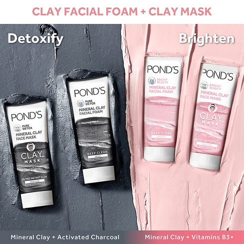 Ponds Bright Beauty Mineral Clay Vitamin B3 Oil Free Glow & Facial Foam