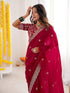 Vasthrlay Sequins Embroidery Green Saree