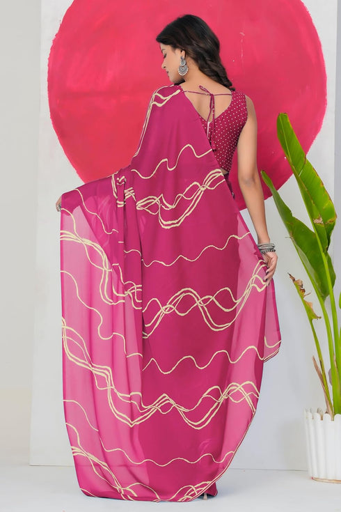 Vasthrlay Fashion Georgette Geometric Dusty Ethnic Wear