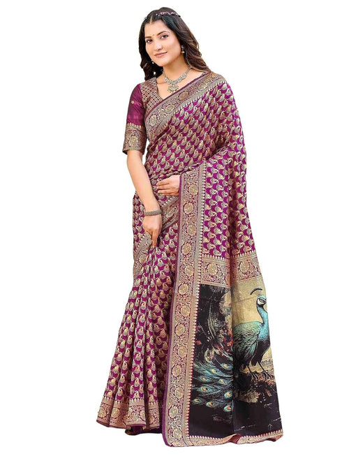 Vasthrlay Banarasi Weaving Maroon Saree