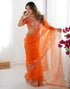 Vasthrlay Georgette Embroidery Mustard Mustard Yellow Saree