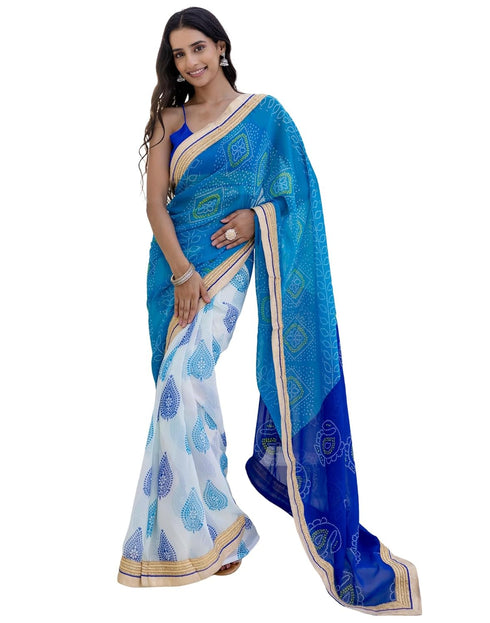 Vasthrlay Georgette Unstitched Multicolor Saree