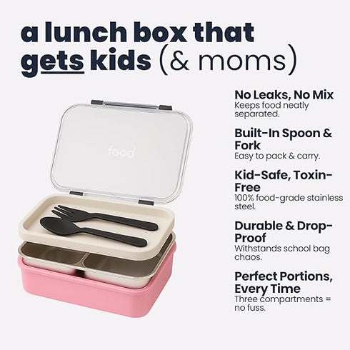 TuCo® Lunch Box 3 Compartment Leak-Proof BPA Free Food Container Large
