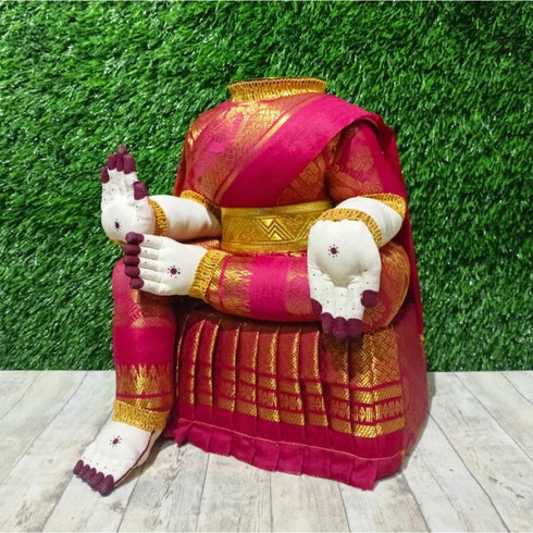 Luckypot Saree Draped Ready Goddess Doll (Body) with Copper Kalash