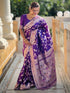 Vasthrlay Womens Weaving Purple Saree With Unstitched Blouse Piece