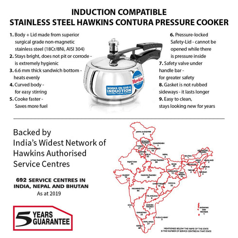 Hawkins Contura Pressure Cooker | Stainless Steel Inner Lid Cooker