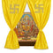 Yellow Satin Mandir Curtain with Swastik Design