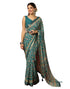 Vasthrlay Georgette Bandhani Unstitched Dark Green Saree