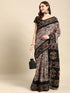 Vasthrlay Cotton Printed Mulmul Black Saree