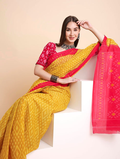 Vasthrlay Cotton Printed Mulmul Blue Saree
