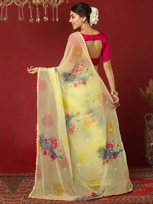Vasthrlay Georgette Printed Unstitched Maroon Saree