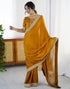 Vasthrlay Sequence Embroidery Unstitched Dark Green Saree