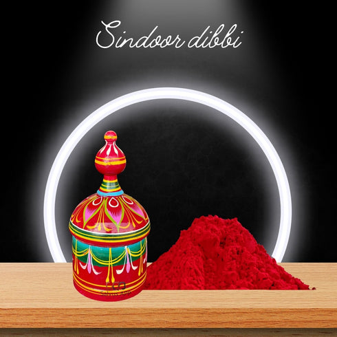 Salvus APP Solutions Traditional Wooden Multicolor Big Sindoor Dibbi
