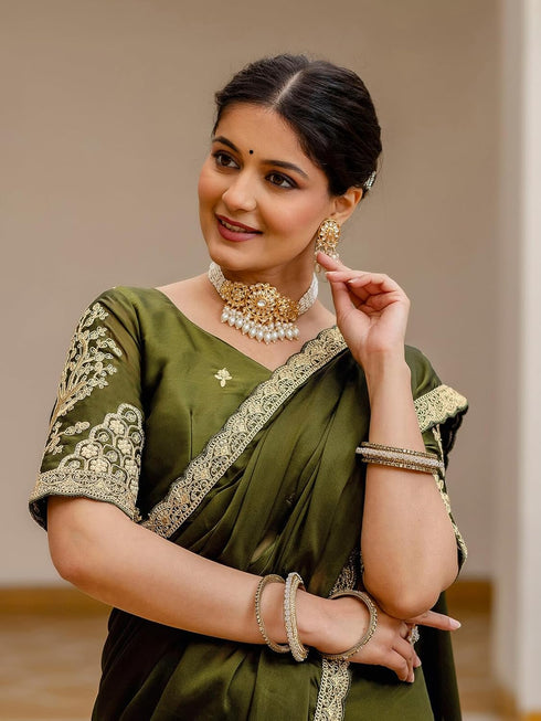 Vasthrlay Sequins Embroidery Black Saree