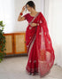 Vasthrlay Scalloped Embroidery Unstitched Lime Green Saree