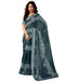 Vasthrlay Womens Cotton Printed Grey And White Saree With Unstitched Blouse Piece