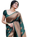 Vasthrlay Banarasi Jacquard Unstitched Dark Green Saree