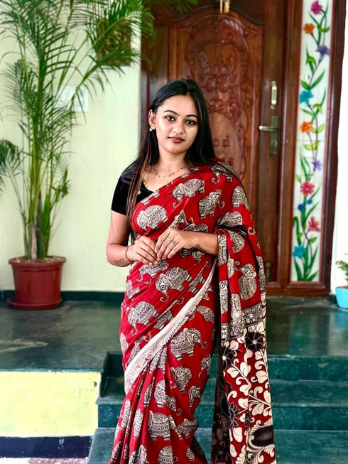 Vasthrlay Elephant Kalamkari Inspired Lightweight