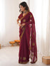 Vasthrlay Georgette Embroidery Unstitched Dark Green Saree