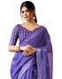 Vasthrlay Womens Printed Unstitched Purple Saree