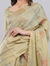 Vasthrlay Green1 Floral And Solid Design Polyester Saree With Unstitched Blouse Piece