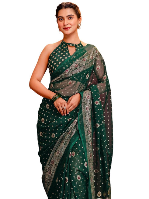 Vasthrlay Georgette Printed Unstitched Maroon Saree