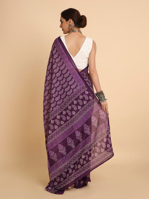 Vasthrlay Pleated Stitched Unstitched Brown Saree