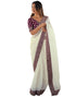 Vasthrlay Sequence Embroidery Unstitched Off White Saree