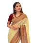 Vasthrlay Banarasi Jacquard Unstitched Beige Saree