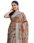 Vasthrlay Womens Printed Dark Beige Saree With Unstitched Blouse Piece