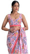 Vasthrlay Pink Georgette Printed Unstitched Saree