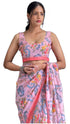 Vasthrlay Pink Georgette Printed Unstitched Saree