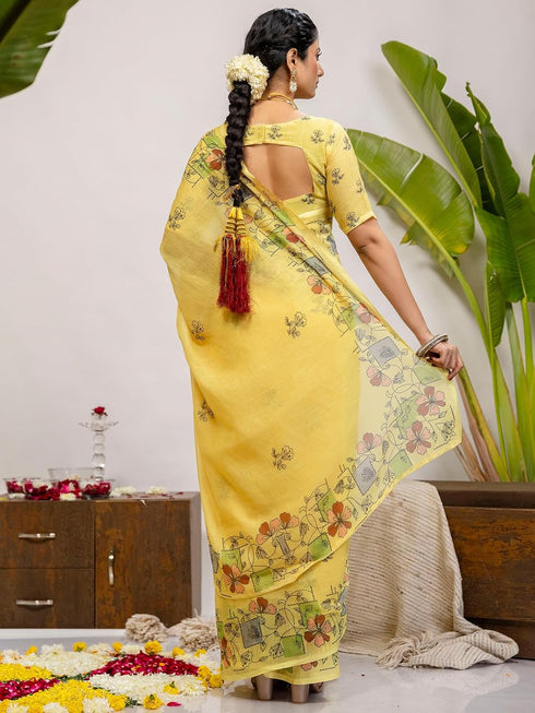 Vasthrlay Printed White1 White Saree