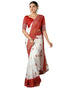 Vasthrlay Georgette Bandhani Unstitched White Saree