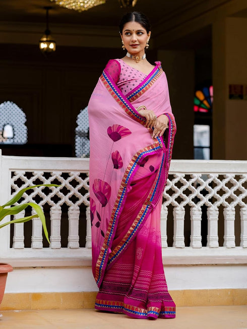 Vasthrlay Georgette Bandhani Red Saree