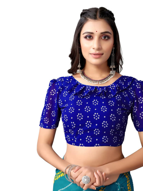 Vasthrlay Georgette Bandhani Unstitched Purple Saree