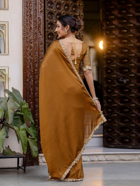 Vasthrlay Sequins Embroidery Black Saree