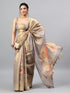 Vasthrlay Grey Floral And Solid Design Polyester Saree With Unstitched Blouse Piece