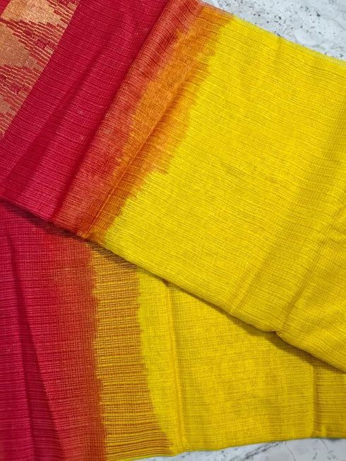 Vasthrlay Nr Handloom Bhagalpuri Running Green Orange