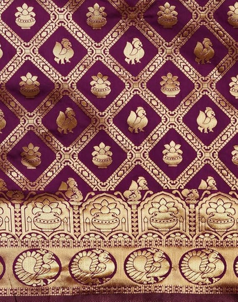 Vasthrlay Womens Jacquard Unstitched Maroon Saree