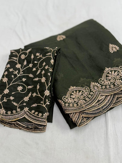 Vasthrlay Georgette Embroidery Saree Embellishments