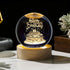 3D Crystal Happy Birthday Lamp, Engraved Crystal Ball LED Night Light with Wooden Base