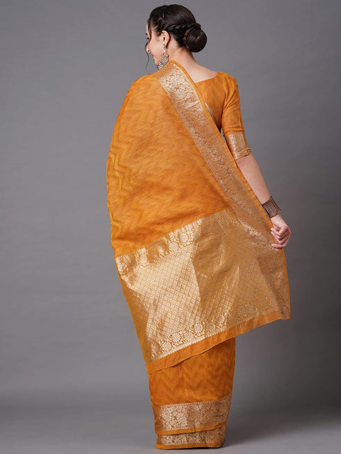 Vasthrlay Banarasi Unstitched Musturd Ethnic Wear