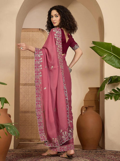 Vasthrlay Georgette Embroidery Light Saree