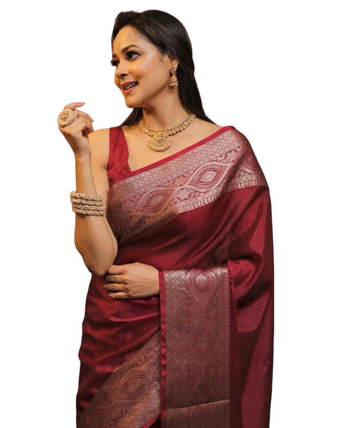Vasthrlay Banarasi Kanjivaram Unstitched Teal Saree
