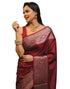 Vasthrlay Banarasi Kanjivaram Maroon And Gold Saree With Unstitched Blouse Piece