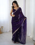 Vasthrlay Scalloped Embroidery Unstitched Rani Pink Saree