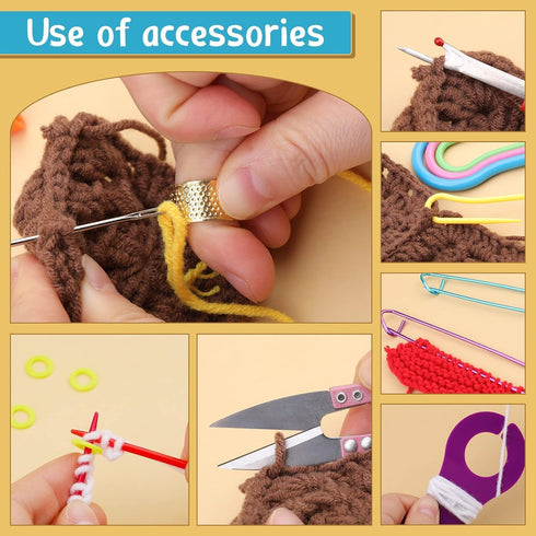 111 Pcs Crochet Hook Set and Knitting Needles Set